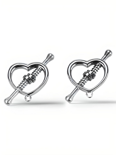 Heart Vice Nipple Clamps for Bondage – Stunning stainless steel pair emphasising luxury in BDSM accessories, ideal for adventurous exploration.